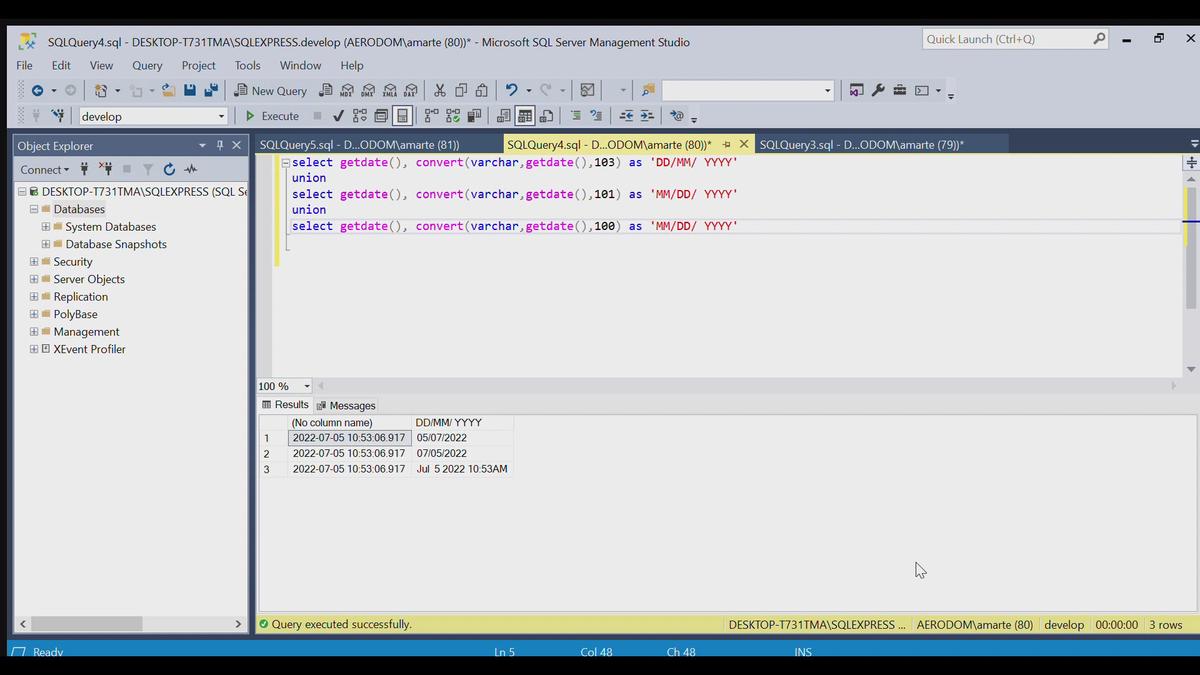 'Video thumbnail for Formatos de fechas SQL Server: Convert datetime'